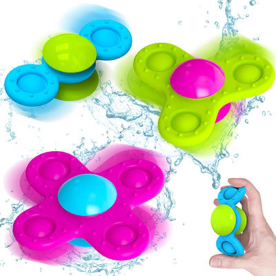 Suction cup toy children, 3 pieces baby toy fidget spinner baby silicone