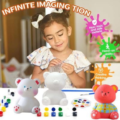 DIY bear painting set - birthday present, 3D bear lamp for painting and as a night light