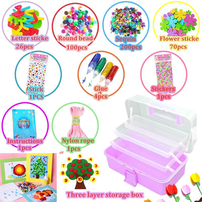 Craft set for children, 3000+Pcs craft set for children craft box craft material set, craft case include pompoms, pipe cleaners for children