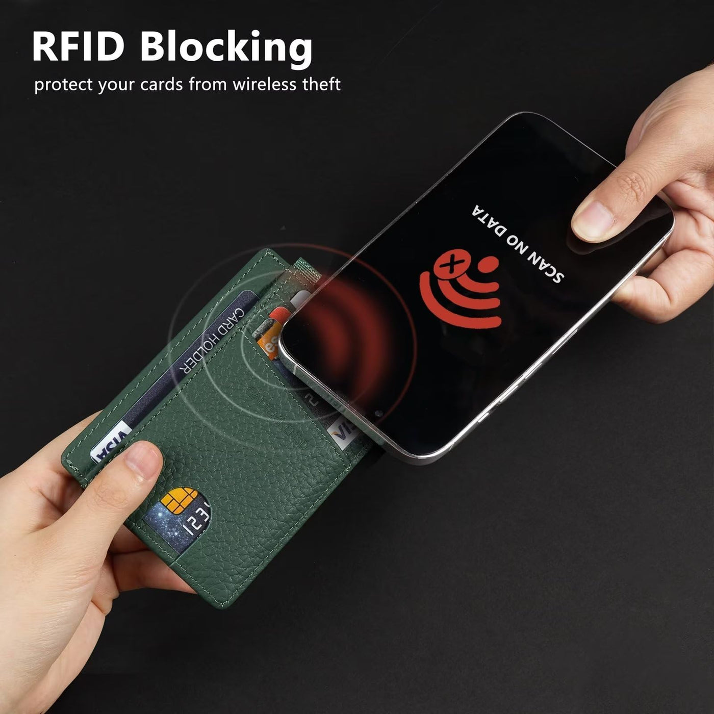 Porte-Cartes de Crédit Bloquant RFID Portefeuille à Cartes Mince En Cuir Véritable Étuis à Cartes De Taille Compacte