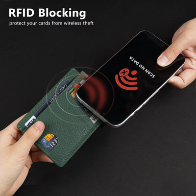 Porte-Cartes de Crédit Bloquant RFID Portefeuille à Cartes Mince En Cuir Véritable Étuis à Cartes De Taille Compacte