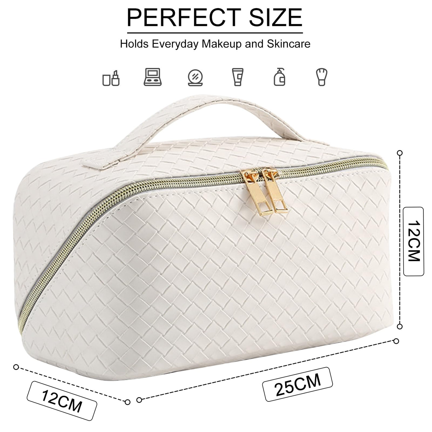 Sac cosmétique de voyage, trousse de beauté en cuir PU, grande trousse de maquillage