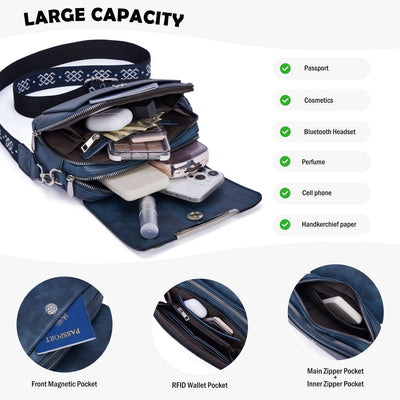 Handy Umhängetasche, Vegan Leder Crossbody Bag Umhängetasche mit verstellbarem abnehmbarem breitem Riemen