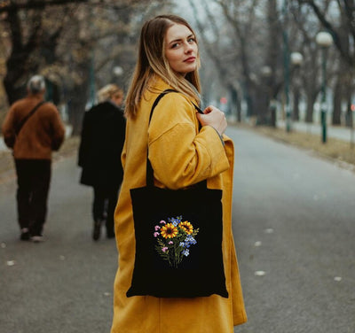 Canvas tote bag embroidery kit, DIY handmade cross stitch bag tote bag with embroidery