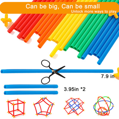 Children's toy promotes motor skills and creativity - Straw constructor puzzle game