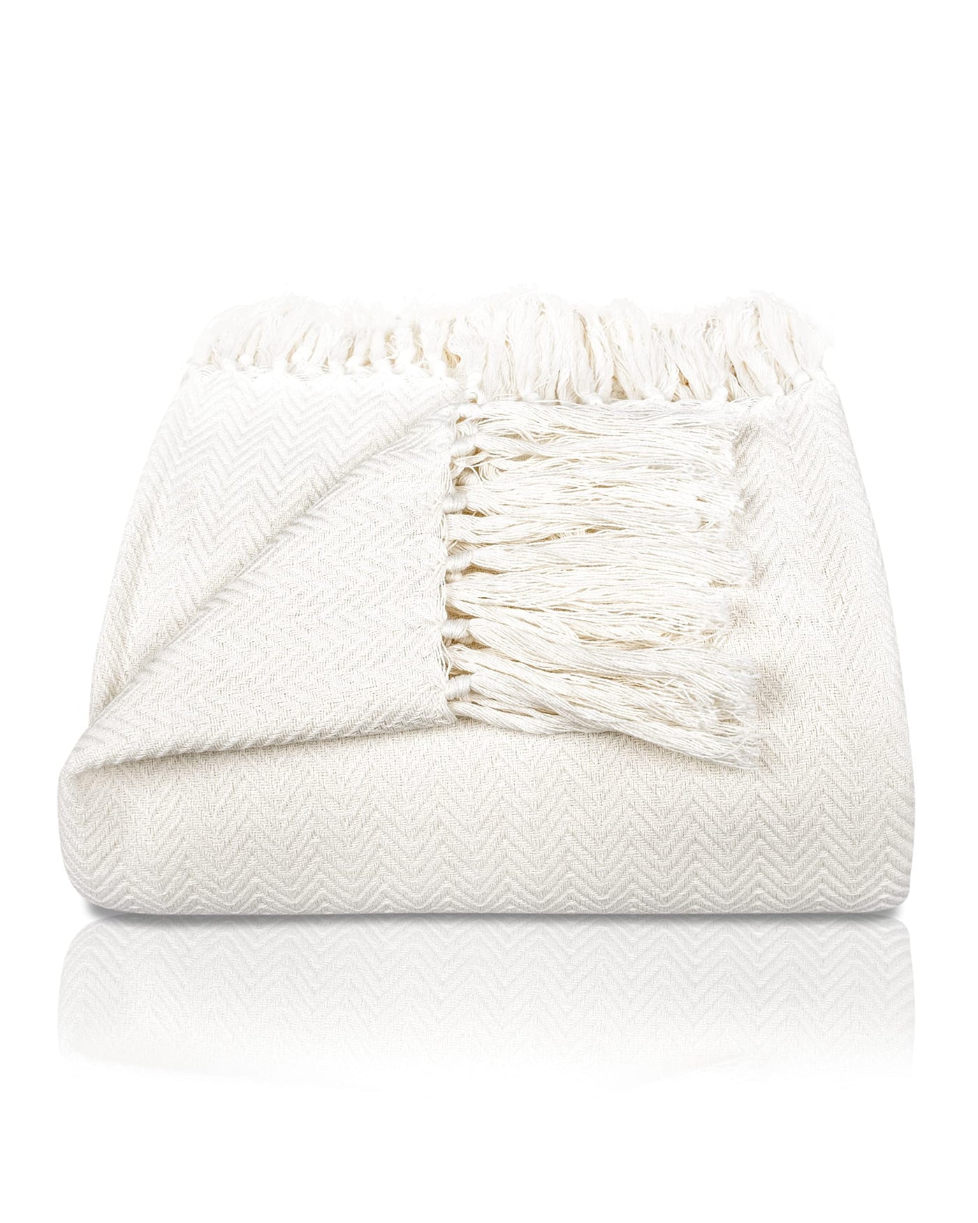 Premium bedspread with fringes - cotton blanket as bed throw, couch throw