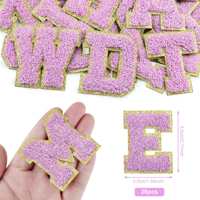 Selbstklebende Chenille-Buchstabenaufnäher, zum Aufbügeln auf Kleidung, Stoff, Schuhe, Taschen