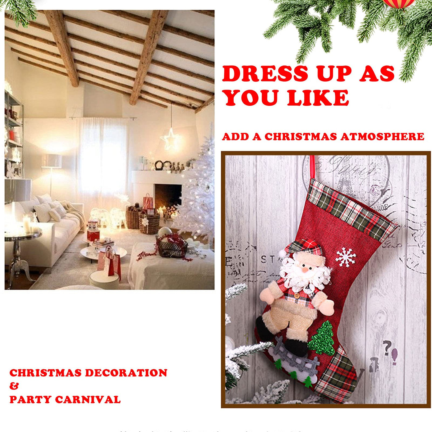 Santa stocking set of 4 large Santa stockings to fill Christmas stocking gift bag