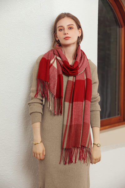 Winter Senior Plaid Cashmere Scarf,Plaid Pashmina Oversized Fall Scarf Stoles