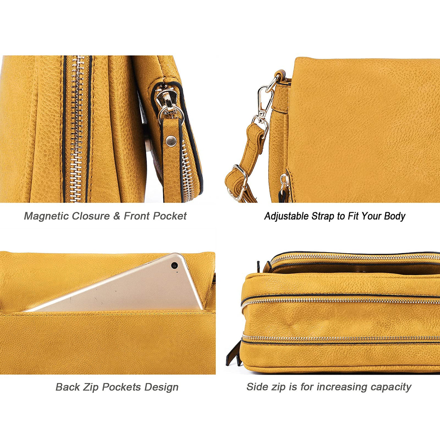 Small crossbody bag , PU leather, over the shoulder, crossbody handbags with multiple pockets