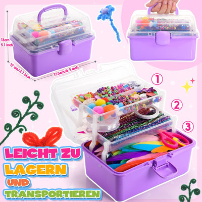 Bastelset für Kinder, 1127+Stücke Bastelkoffer für Kinder Bastelkoffer