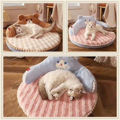 Lit Rond pour Animaux de Compagnie pour Chats et Chiots, Lit Chaud et Confortable pour Animaux de Compagnie, Lit pour Chat Amovible et Lavable, Canapé pour Chat pour Chat d'Intérieur et d'Extérieur