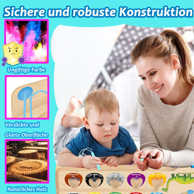 Jouet en bois labyrinthe magnétique - dinosaure, jouet de motricité avec les chiffres et les couleurs