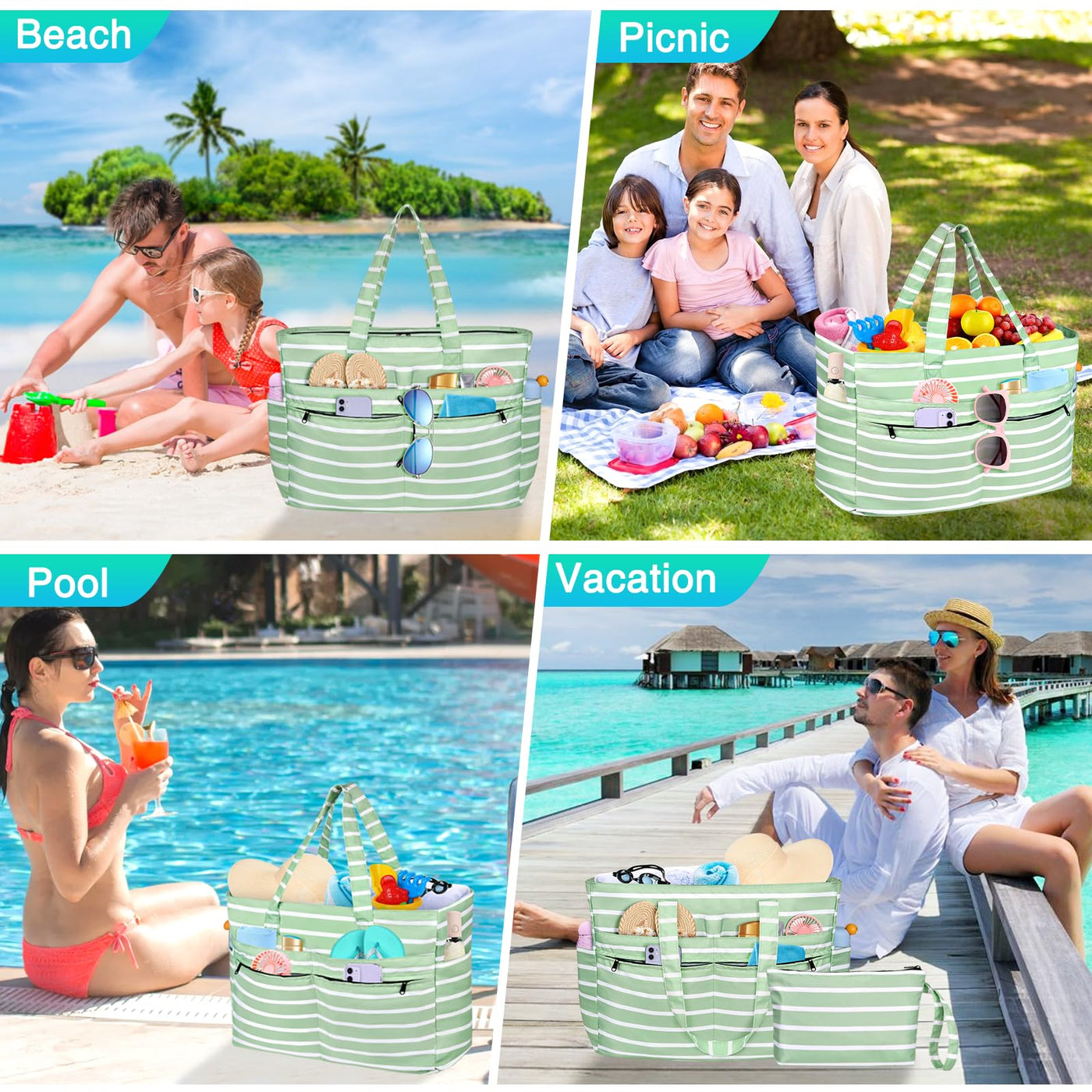 Grand Sac De Plage Étanche Avec Fermeture à Glissière