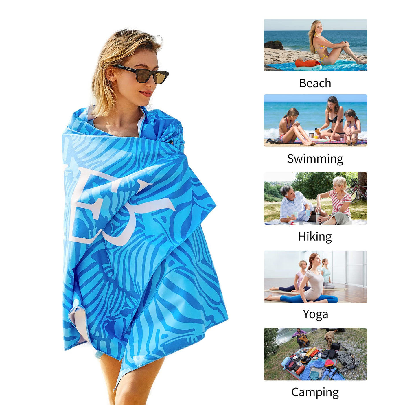 Serviette de plage Large, serviette en microfibre