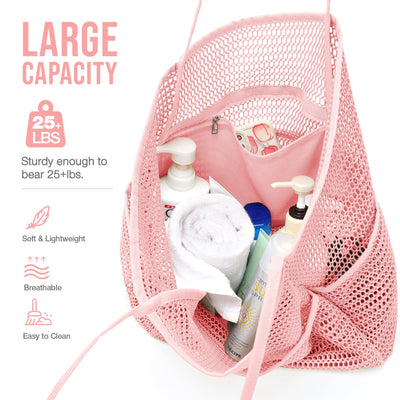 Sac de plage en maille, grand, pliable, sac de natation en maille avec poches, étanche au sable, étanche à l'eau