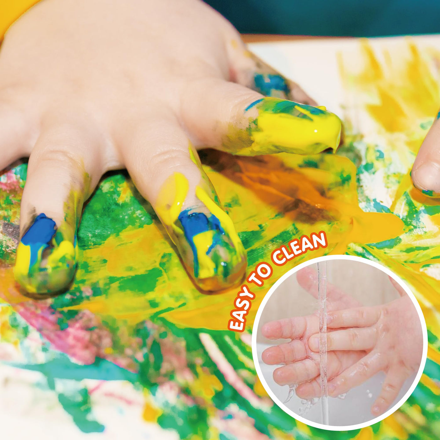 Peintures au doigt pour enfants Non-toxiques Peintures au doigt lavables avec pinceau