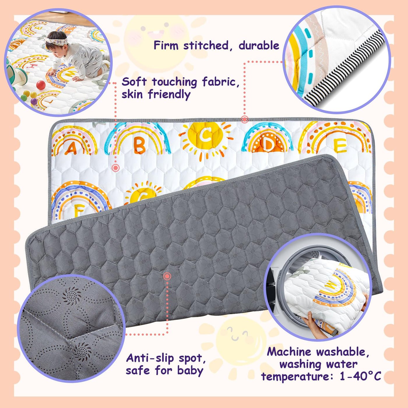 Tapis de rampement Tapis de jeu Bébé Matelas sans polluants Sans polluants