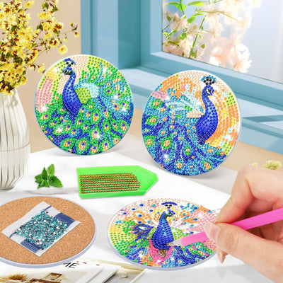 8 PCS Diamond Painting Coasters with Holder