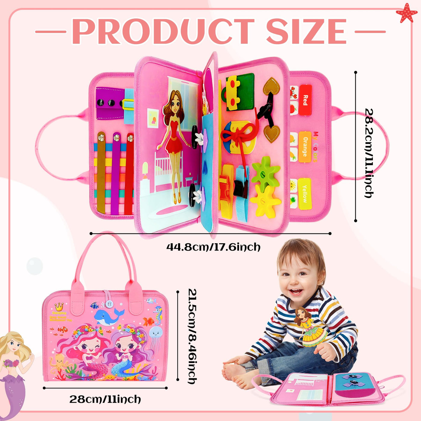 Busy Board Toy ab 1 2 3 4 Jahren, Busy Book, Activity Board Motor Skills Toy, Baby Learning Toy Basic Knowledge, Early Education Interesting for Small Children