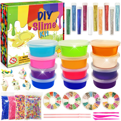 Kit Slime-12 couleurs Crystal Slime, faites votre propre Slime avec des paillettes Charms Tool