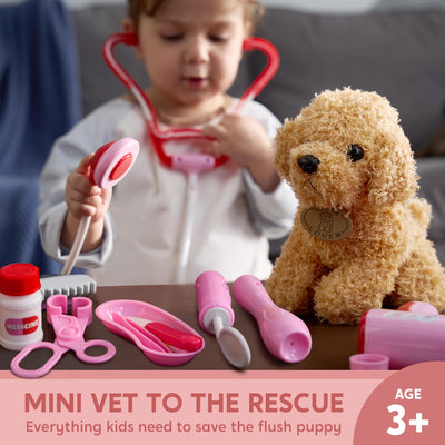 Doctor's case for children, vet toy for children, doctor's case for children with plush poodle toy