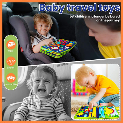 Tableau d'activités - Livre d'activités en feutre avec 26 jeux d'apprentissage interactifs, favorise la motricité fine, jouet de motricité pour les voyages et à la maison.