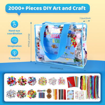 Kit de bricolage pour enfants, 2000 pièces kit de bricolage fournitures pour bricolage cure-pipe yeux googly perles scrapbooking créatif