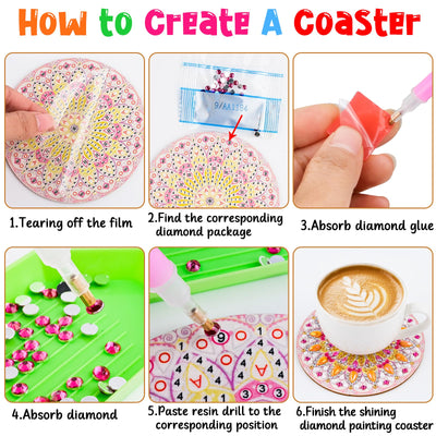 10pcs Diamond Painting Coasters With Holder