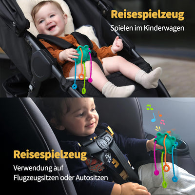 Jouet sensoriel pour les tout-petits, jouet à tirer, jouet de voyage pour les bébés, avec fonction hochet intégrée