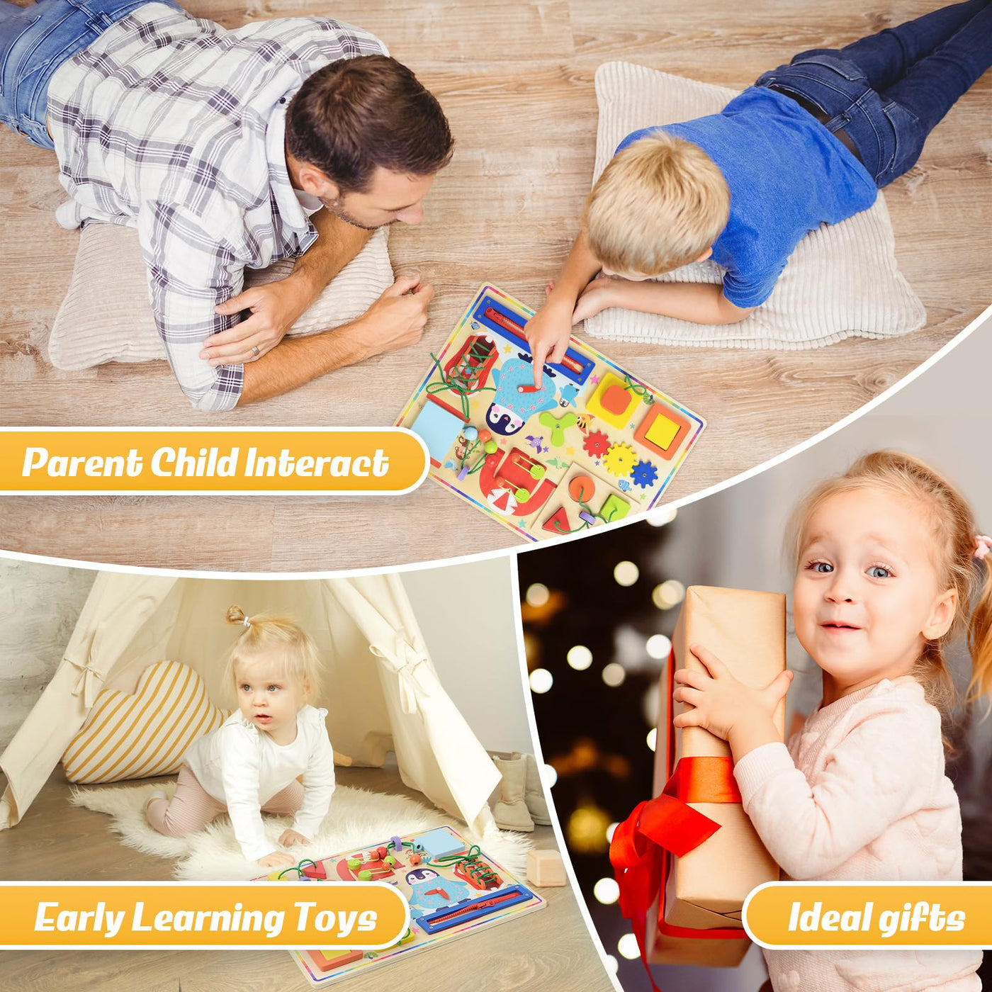 Tableau d'activités pour les enfants de 1 à 3 ans - Tableau sensoriel, jouet de voyage idéal et cadeau avec 11 activités, jouet d'apprentissage pour les enfants, pour l'autisme