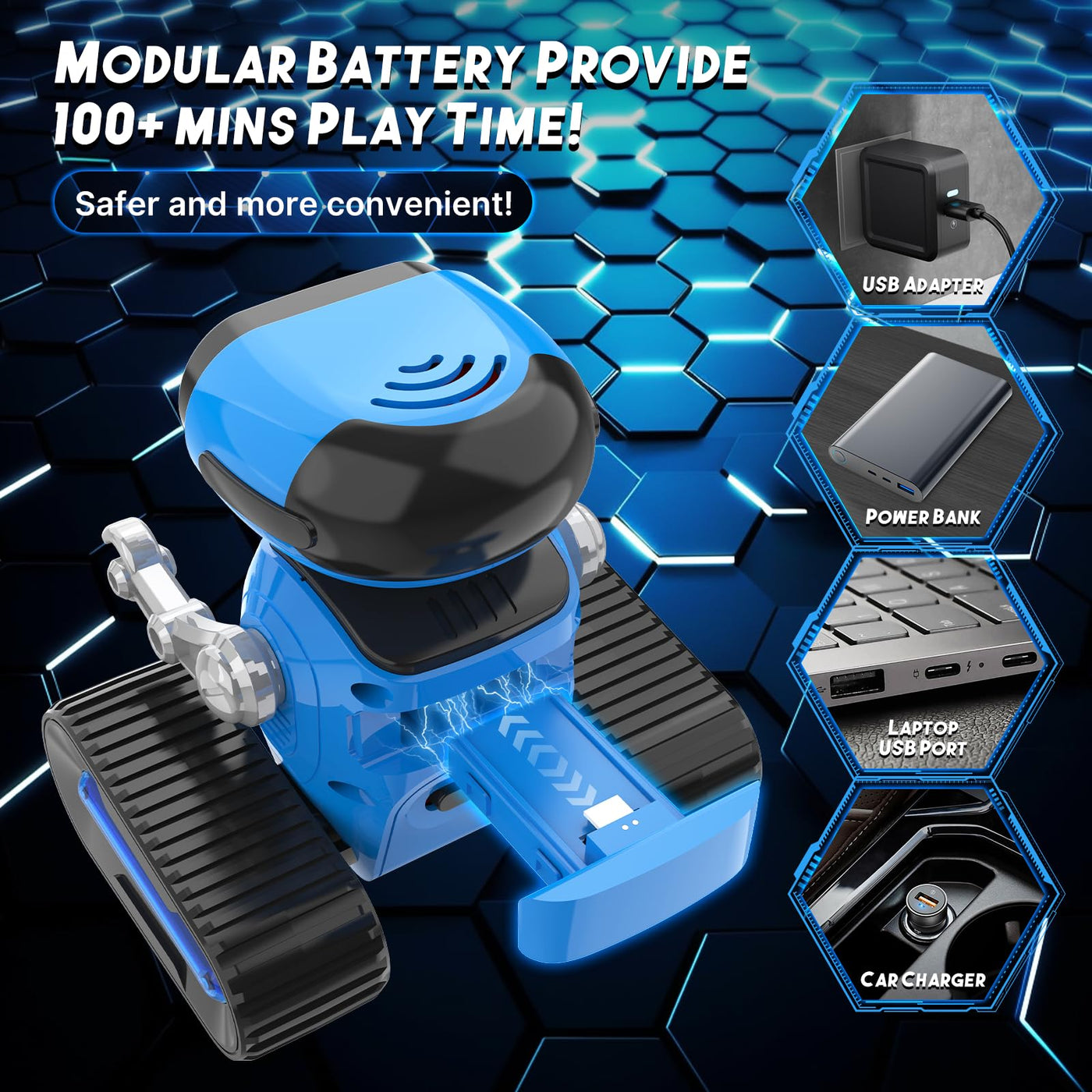 Jouet Robot pour Enfants, Robot Télécommandé Rechargeable avec Effets Lumineux, Yeux LED, Danse Musicale et Batterie Amovible, Robot RC