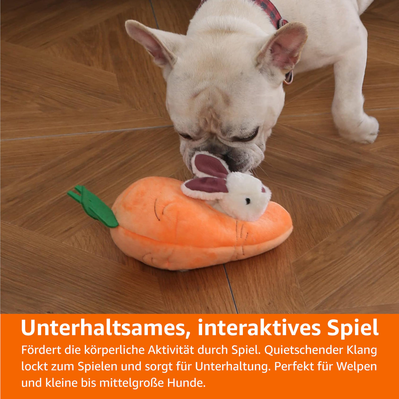 Jouets pour Chiens Peluche Cacher et Cacher Jouet de Jeu Lapin et Carotte Paquet de 5 Orange et Blanc