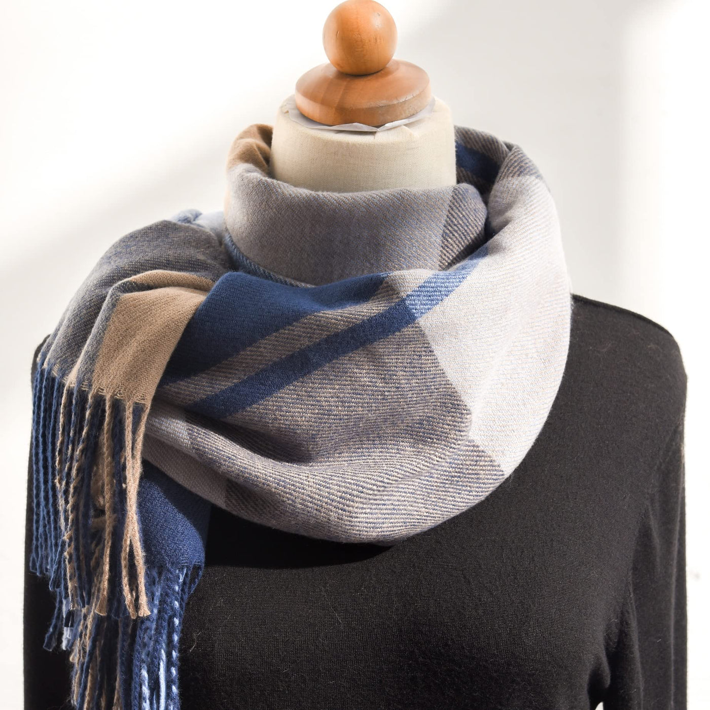 Winter Senior Plaid Cashmere Scarf,Plaid Pashmina Oversized Fall Scarf Stoles