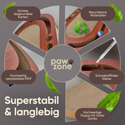 Planche à gratter - Peut être utilisée des Deux Côtés + Carton Interchangeable - Comprend un jouet pour Chat-Carton à gratter XXL de Haute Qualité en MDF Robuste-Tapis à gratter