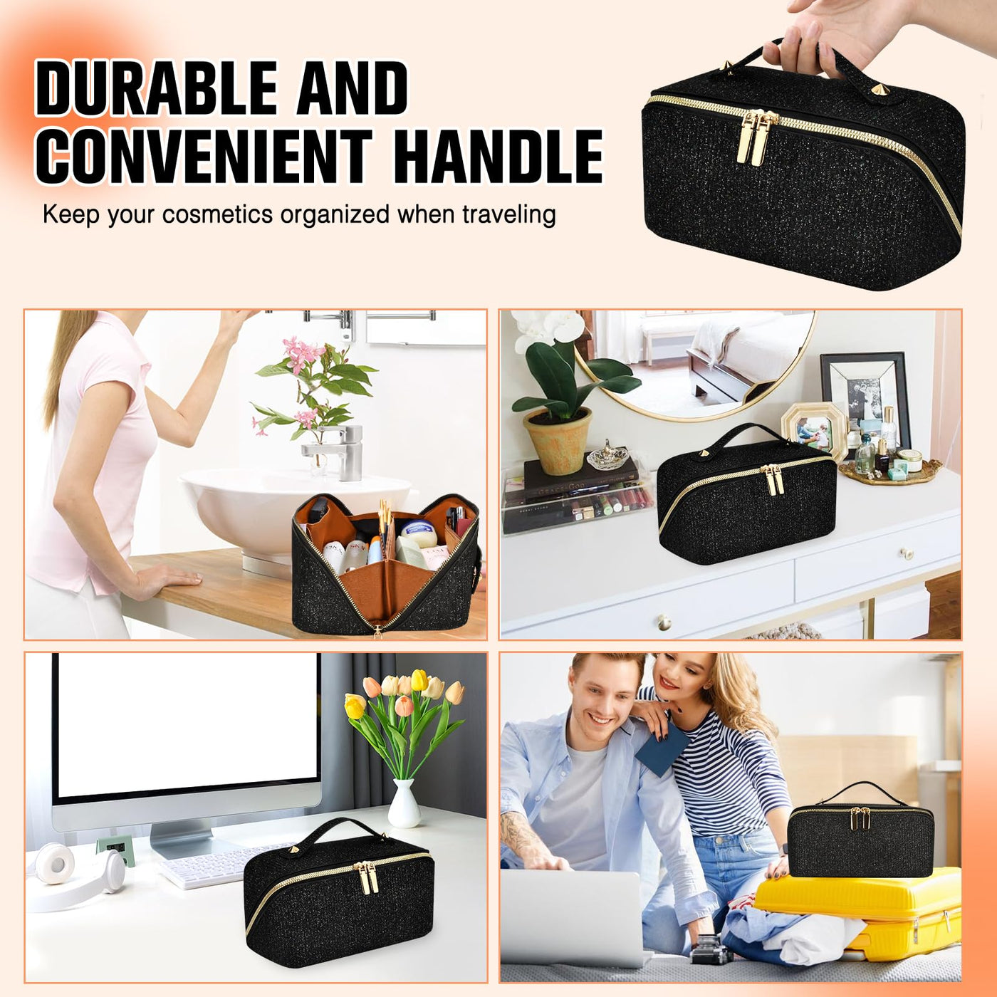 Cosmetic Bag Portable Travel Make-up Bag with Large Capacity Waterproof Organizer