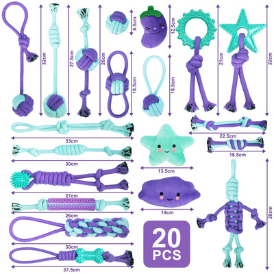 jouets pour chien, ensemble de jouets pour chien, ensemble de jouets à mâcher de 20 pièces pour chiens de petite/moyenne taille, jouets pour chiots pour les soins dentaires des chiens