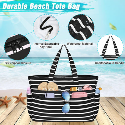 Grand sac de plage imperméable avec fermeture éclair