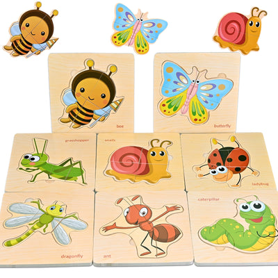 Puzzle, 8 piece wooden puzzle, animal puzzle wood gift for baby and toddler