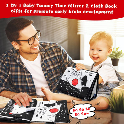 Miroir bébé - Jouet bébé Miroir livre bébé pliable et contrasté 