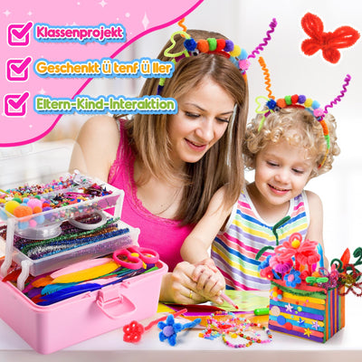 Bastelset für Kinder, 1127+Stücke Bastelkoffer für Kinder Bastelkoffer