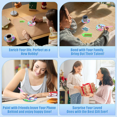 8 PCS Diamond Painting Coasters with Holder