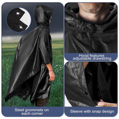 Rain Poncho Waterproof Rain Cape with Hood