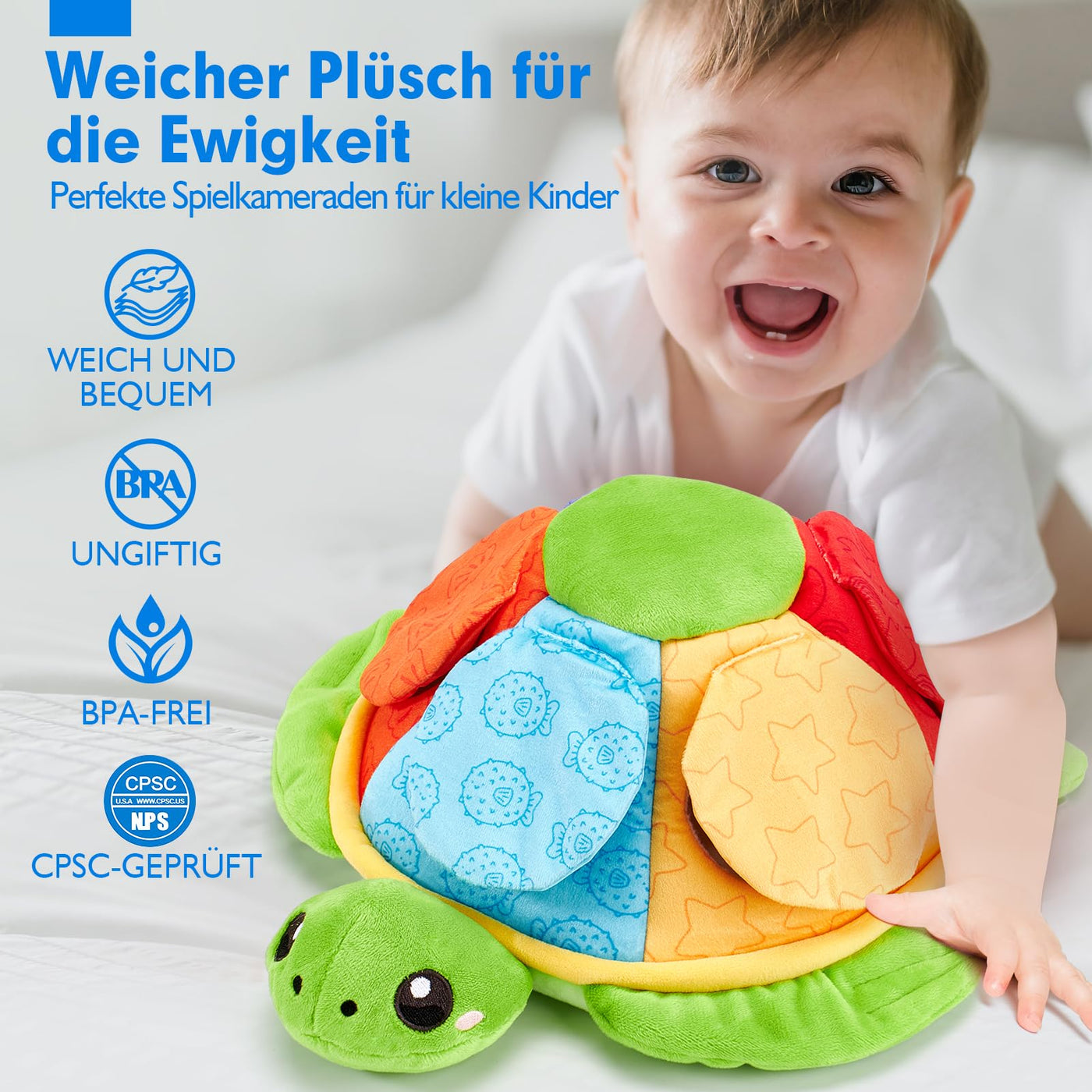 Jouet sensoriel en forme de tortue pour combiner les couleurs, les mots et les créatures marines