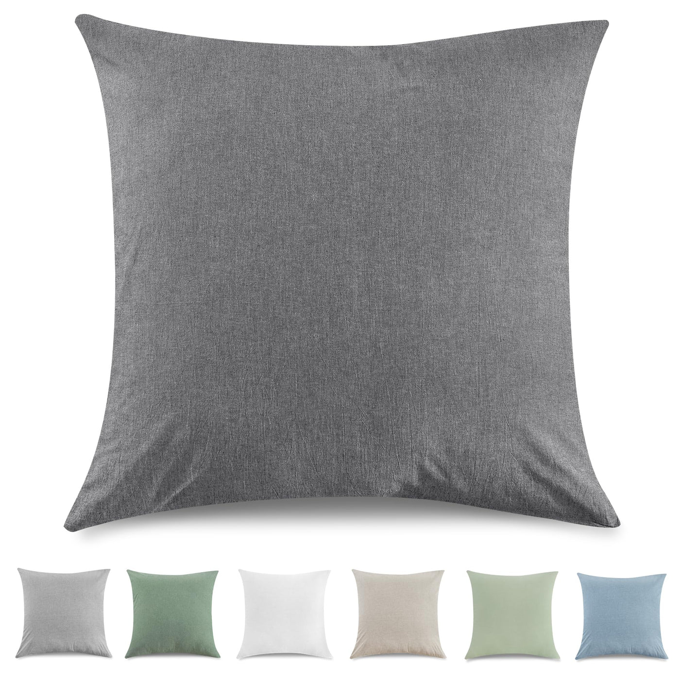 Housse de coussin set de 2 - Housse de coussin en coton lavé avec un look et une housse de coussin respirante