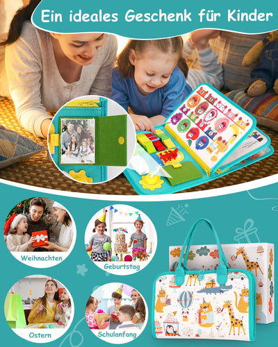 Jeu d'activité de 1 2 3 4 ans, livre jouet, jouet d'apprentissage sensoriel de la motricité, cadeau de jeux pour les enfants, livre silencieux, jeux de voyage, activité dans l'avion, voiture.
