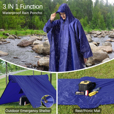 Rain cape Raincoat Rain jacket Waterproof Hiking Cycling Outdoor 3in1 Multipurpose