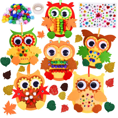 Felt craft set for decoration, 6 pieces Owl craft set, fall crafts for children, creative sets and craft supplies for children