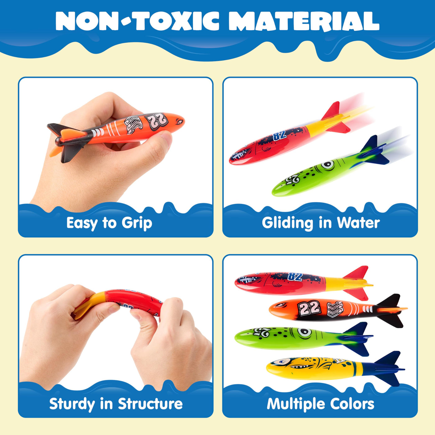 8 pieces torpedo, shark, diving toy for children