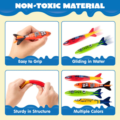 8 pieces torpedo, shark, diving toy for children